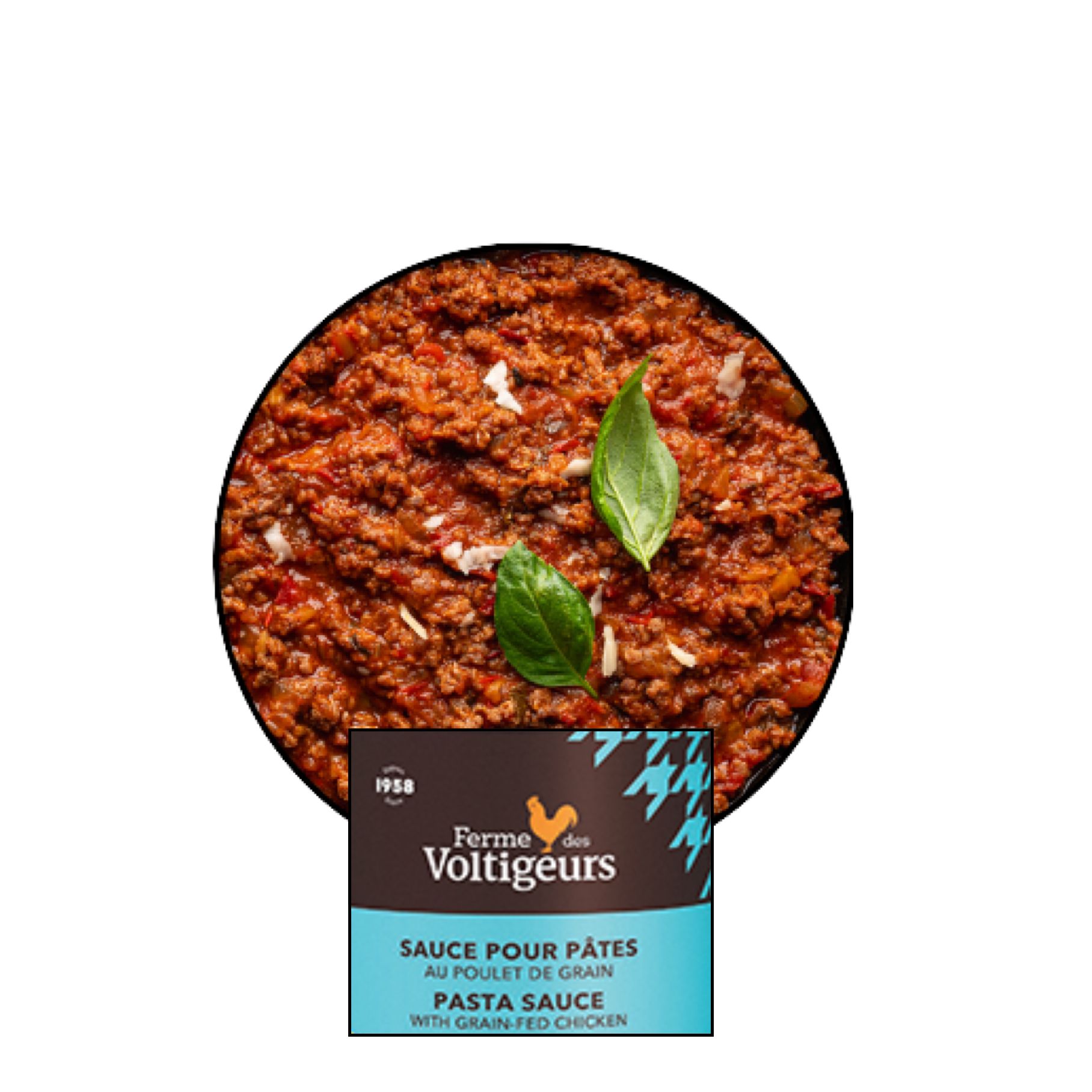 Spaghetti sauce with free-range chicken in a 500 ml bag